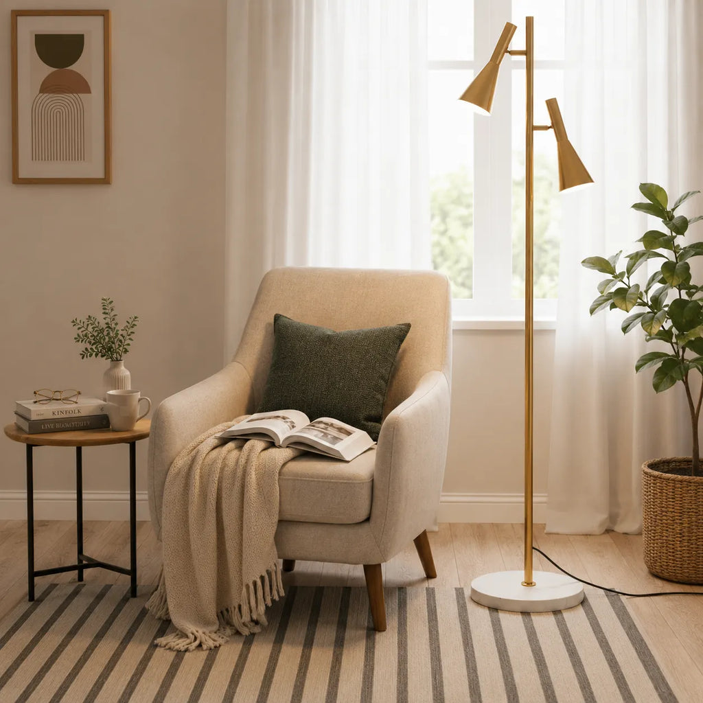 Farren Nordic Marble Adjustable Shade Floor Lamp