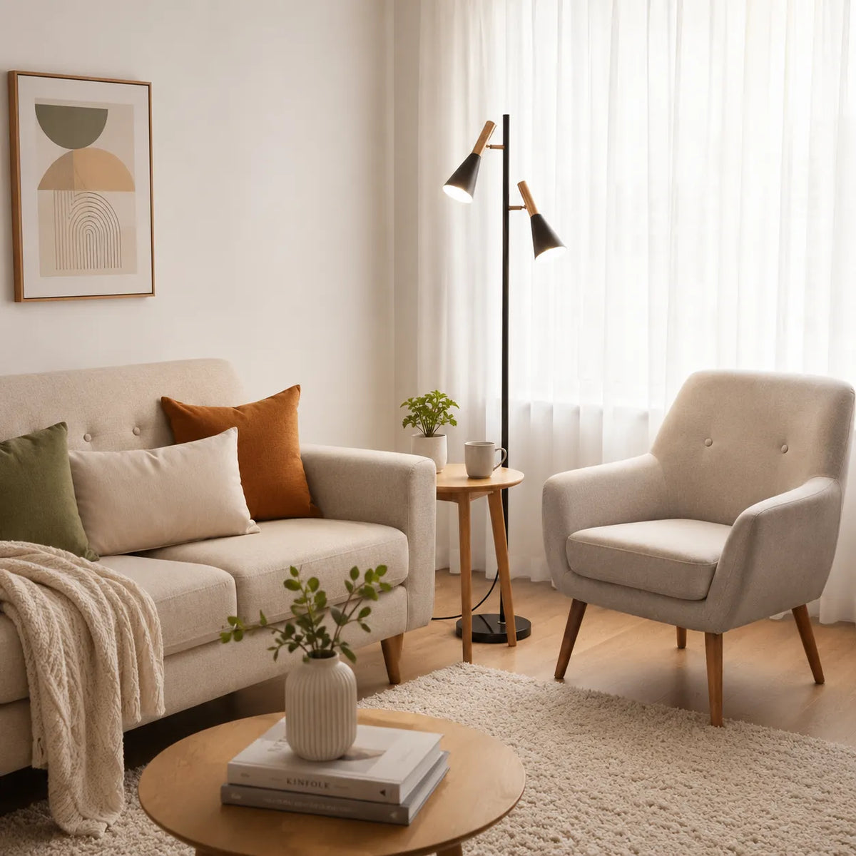 Farren Nordic Marble Adjustable Shade Floor Lamp