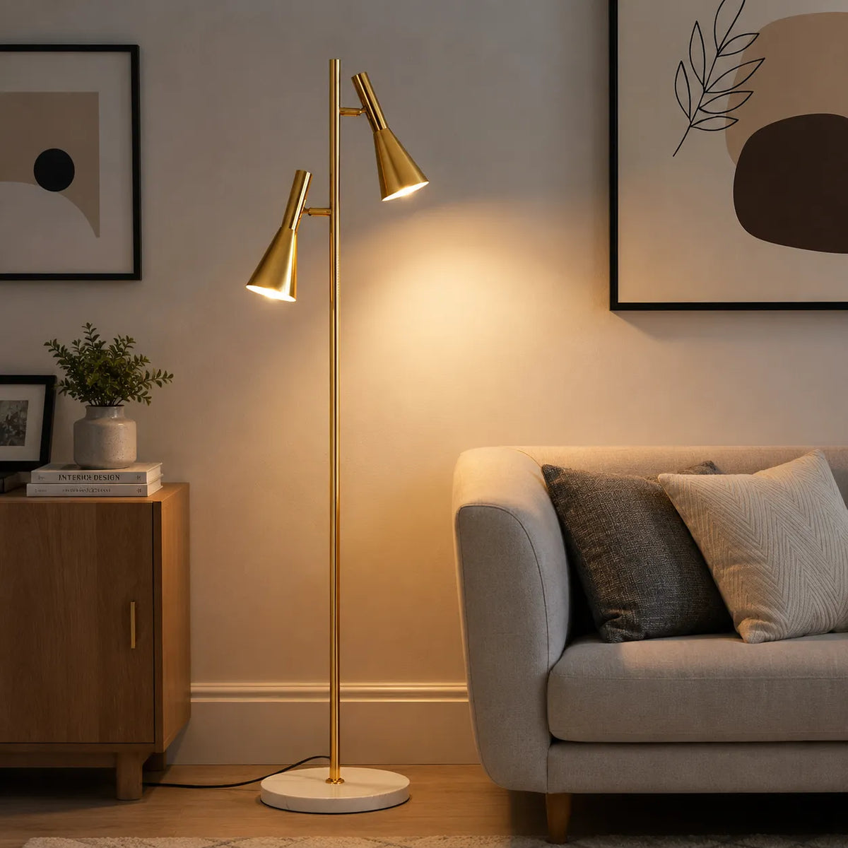 Farren Nordic Marble Adjustable Shade Floor Lamp