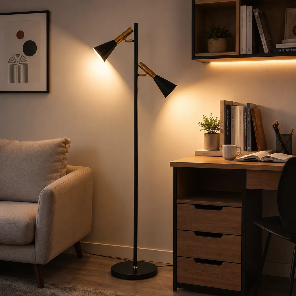 Farren Nordic Marble Adjustable Shade Floor Lamp