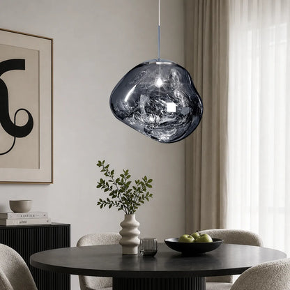Irregular Melt Glass Pendant Light with Sculptural Form