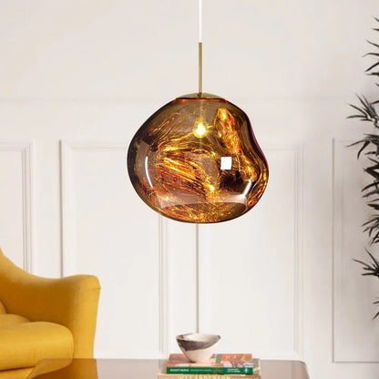 Irregular Melt Glass Pendant Light with Sculptural Form