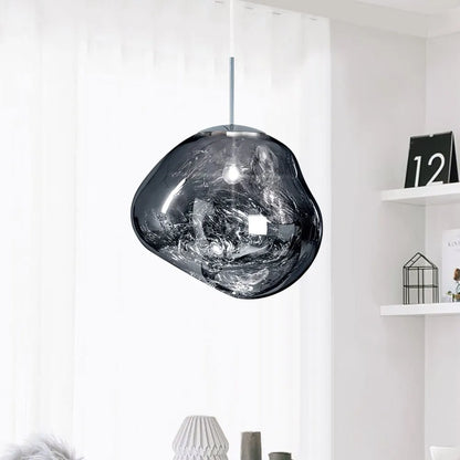 Irregular Melt Glass Pendant Light with Sculptural Form
