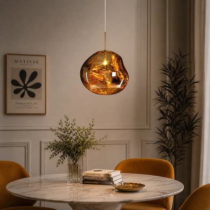 Irregular Melt Glass Pendant Light with Sculptural Form