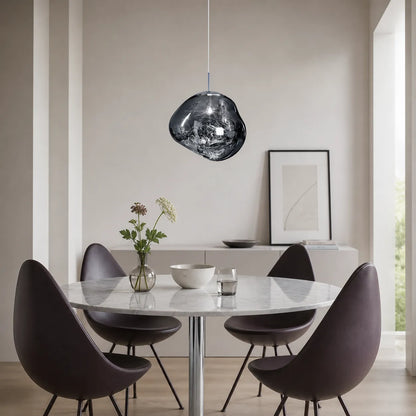 Irregular Melt Glass Pendant Light with Sculptural Form