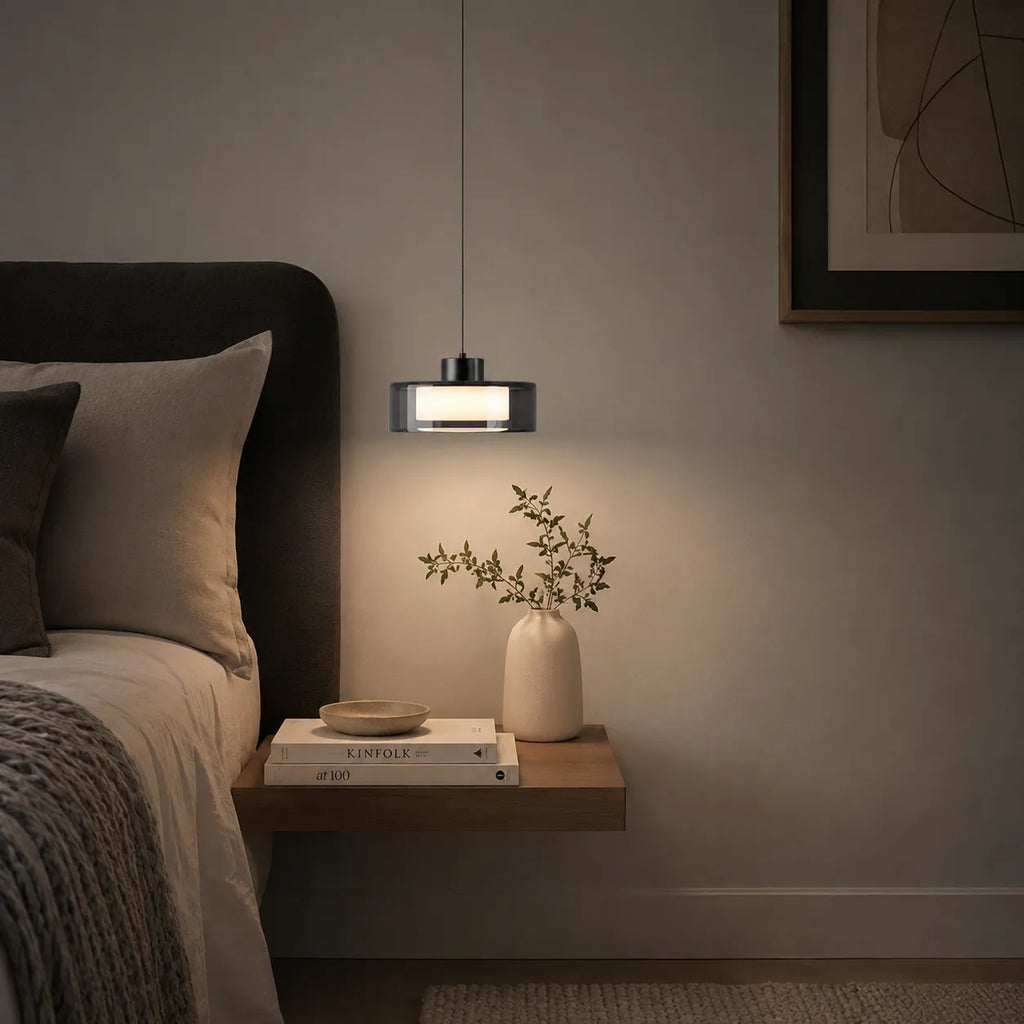 Cyra Modern Smoked Glass & Copper Pendant Light