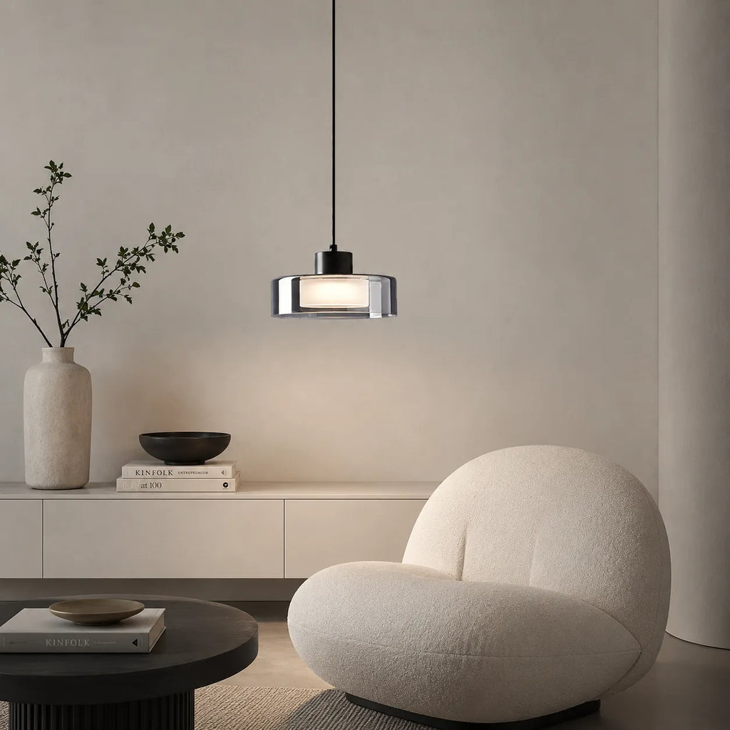 Cyra Modern Smoked Glass & Copper Pendant Light