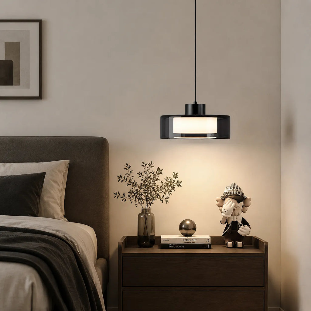 Cyra Modern Smoked Glass & Copper Pendant Light
