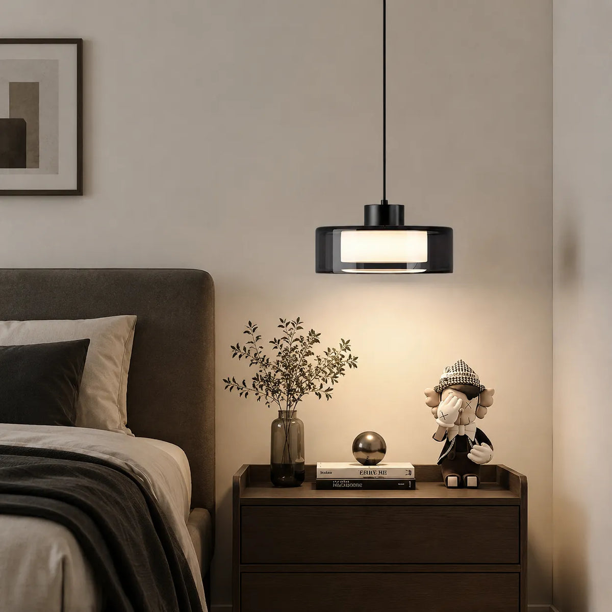 Cyra Modern Smoked Glass & Copper Pendant Light