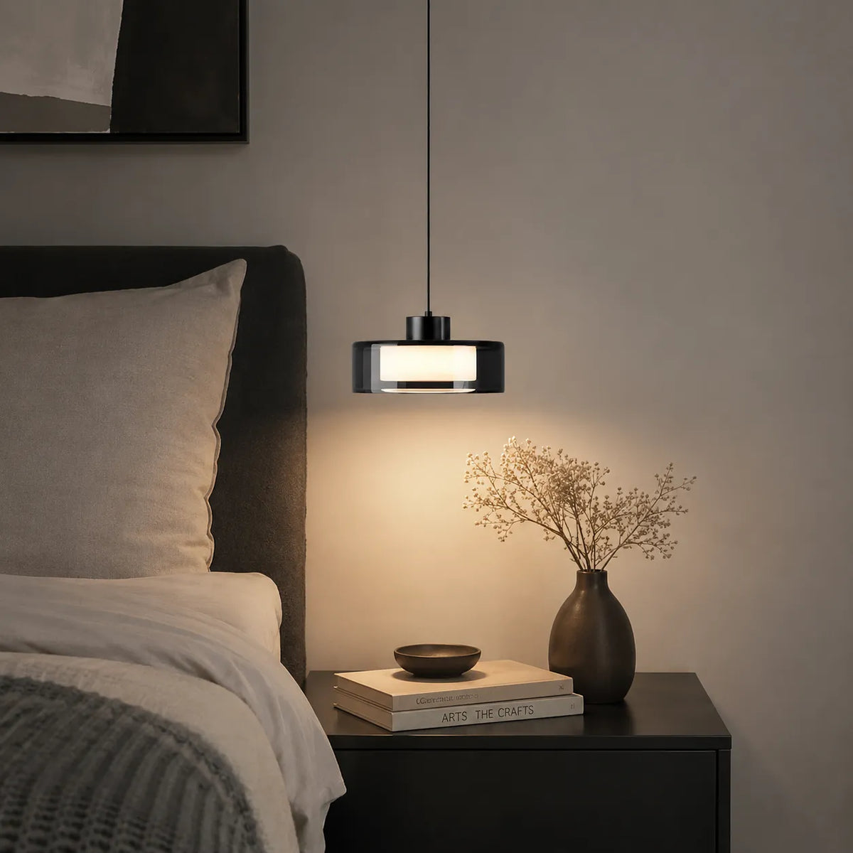 Cyra Modern Smoked Glass & Copper Pendant Light