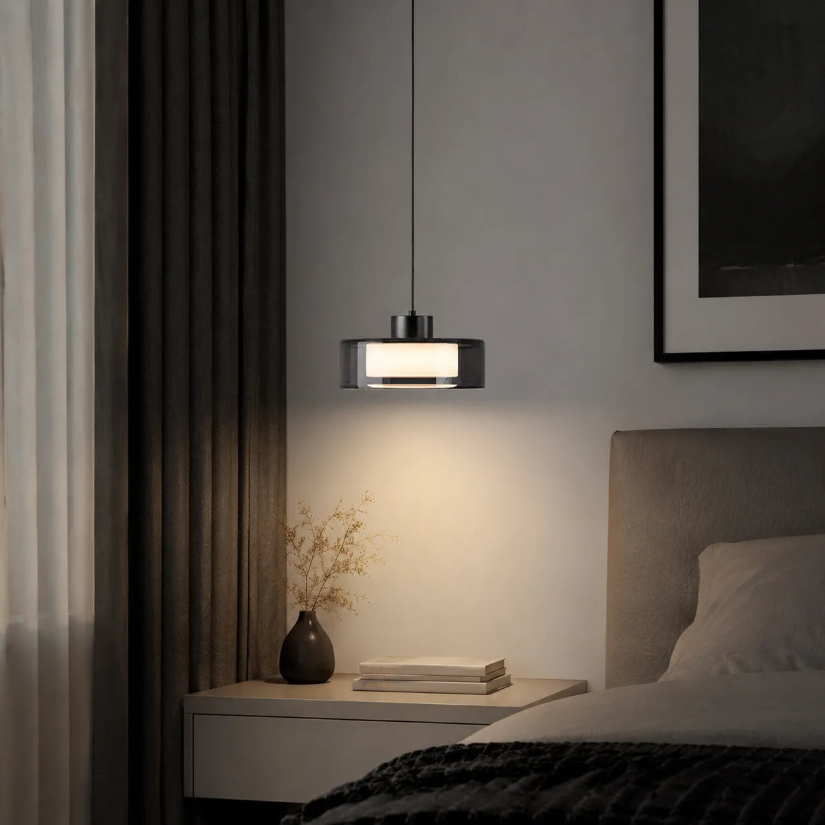 Cyra Modern Smoked Glass & Copper Pendant Light