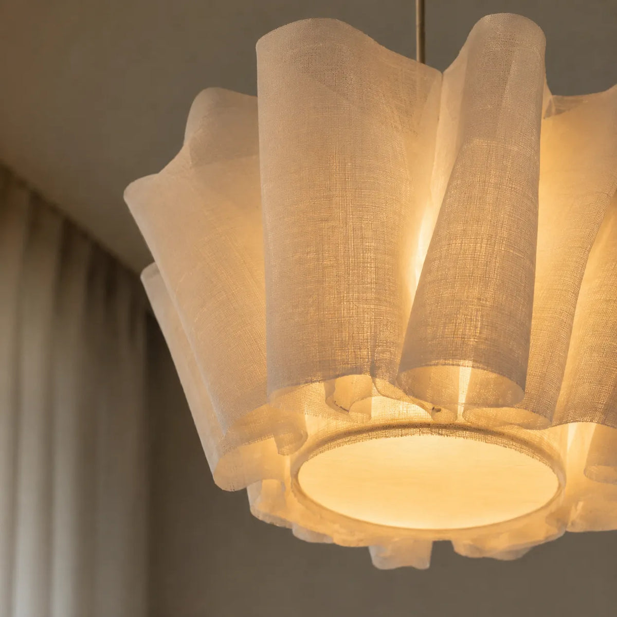 Evren Japandi Pleated Fabric Pendant Light