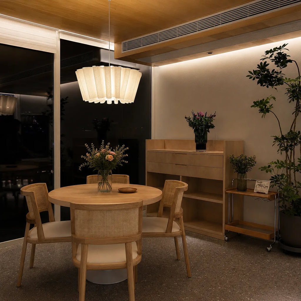 Evren Japandi Pleated Fabric Pendant Light