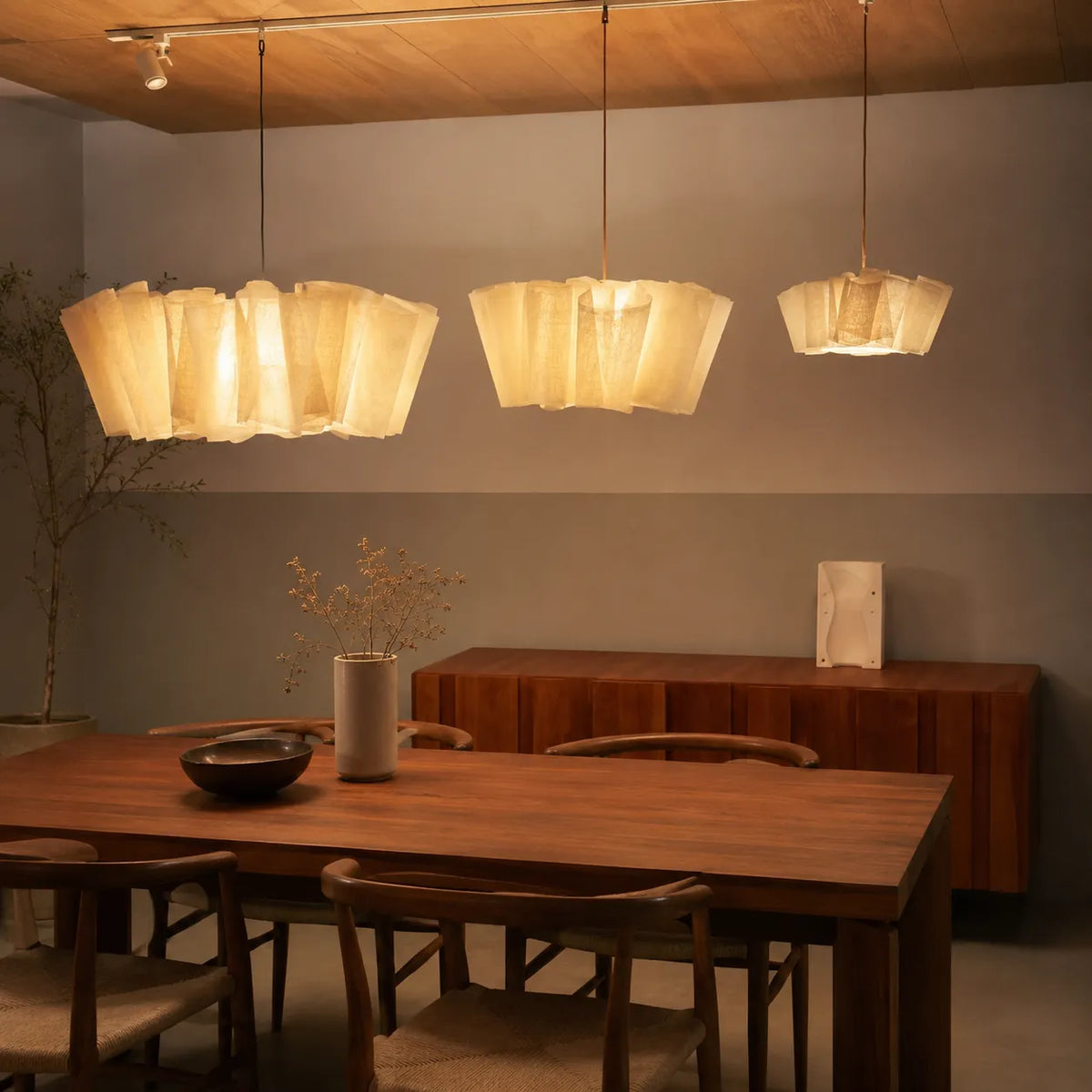 Evren Japandi Pleated Fabric Pendant Light