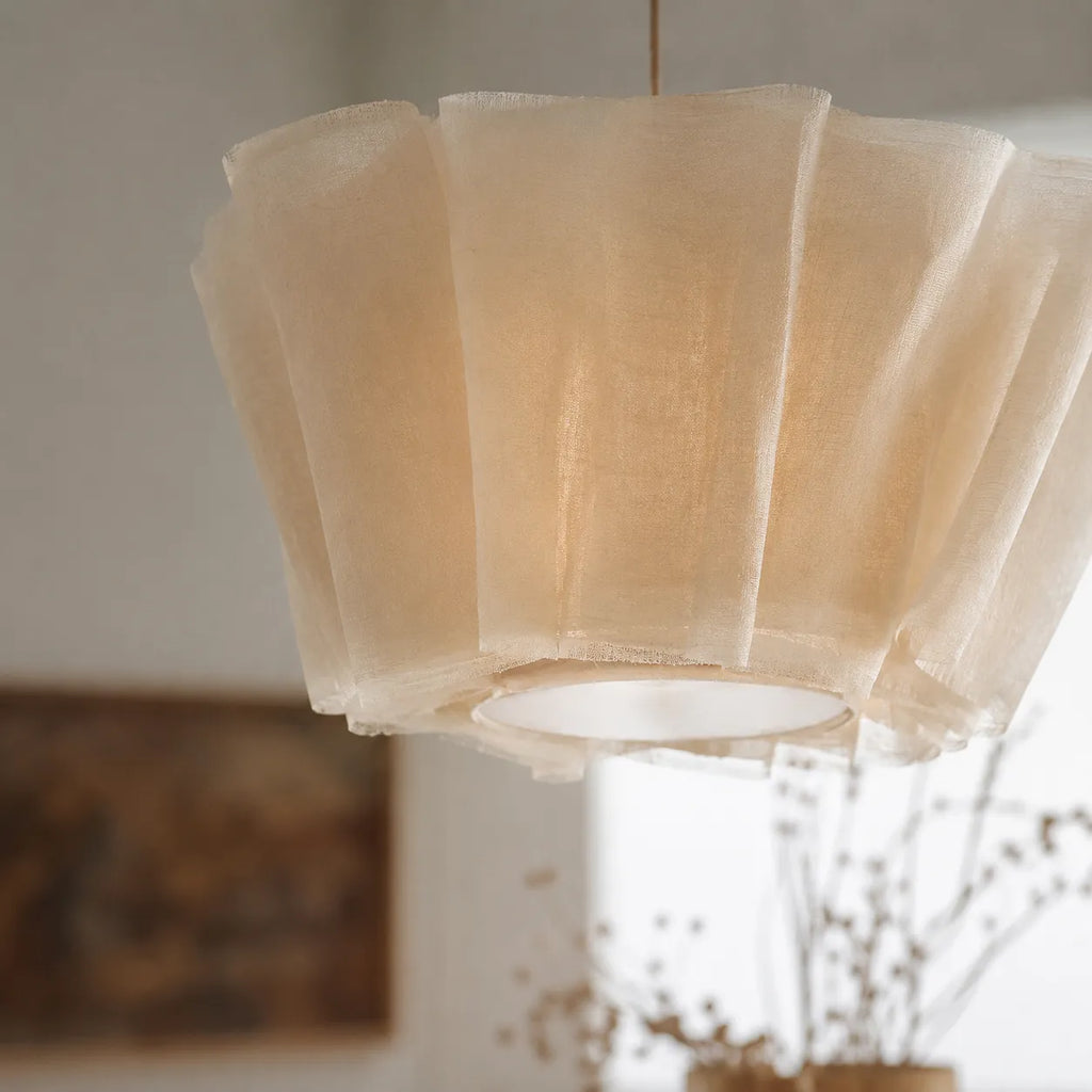 Evren Japandi Pleated Fabric Pendant Light