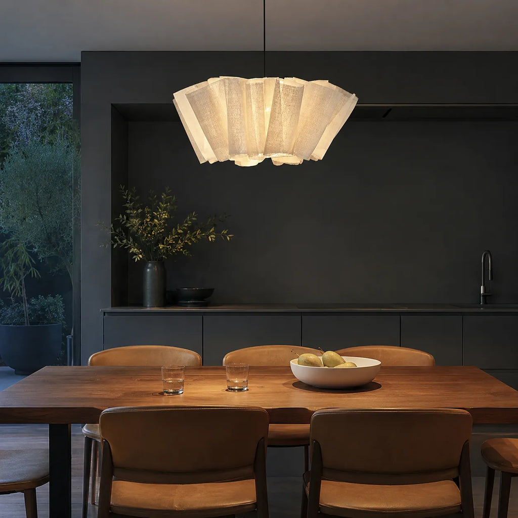 Evren Japandi Pleated Fabric Pendant Light