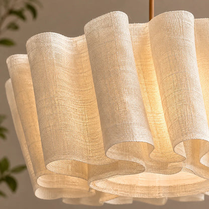 Japandi Pleated Linen Pendant Light