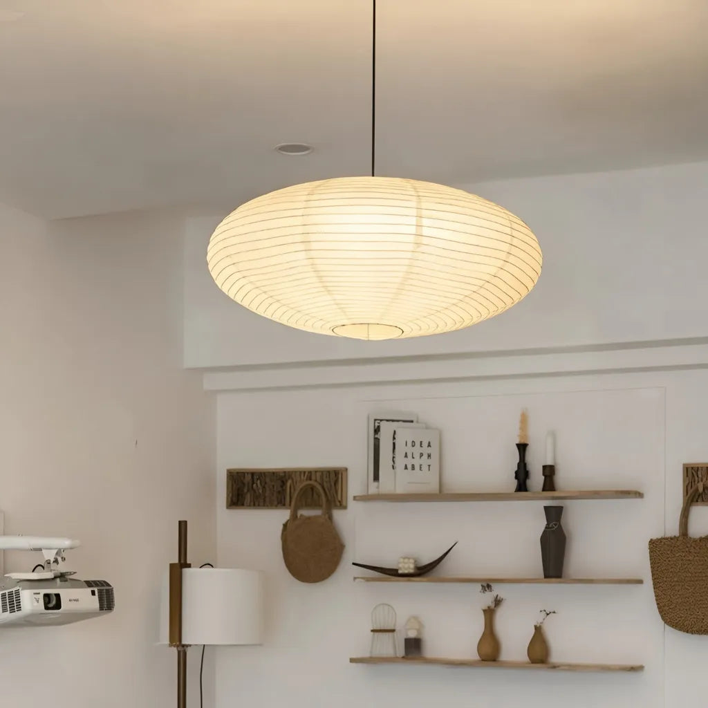 Juno Japandi Sculpted Mulberry Paper LED Pendant Light