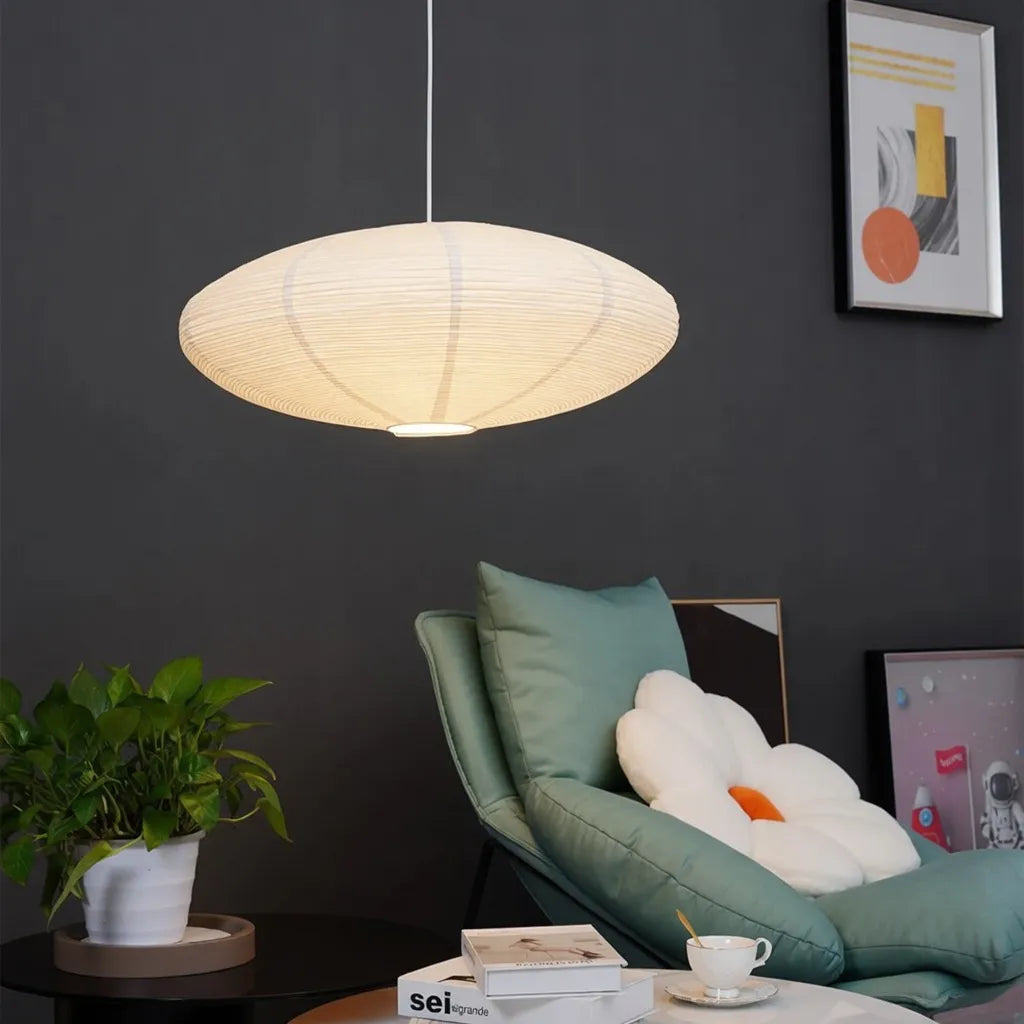 Juno Japandi Sculpted Mulberry Paper LED Pendant Light