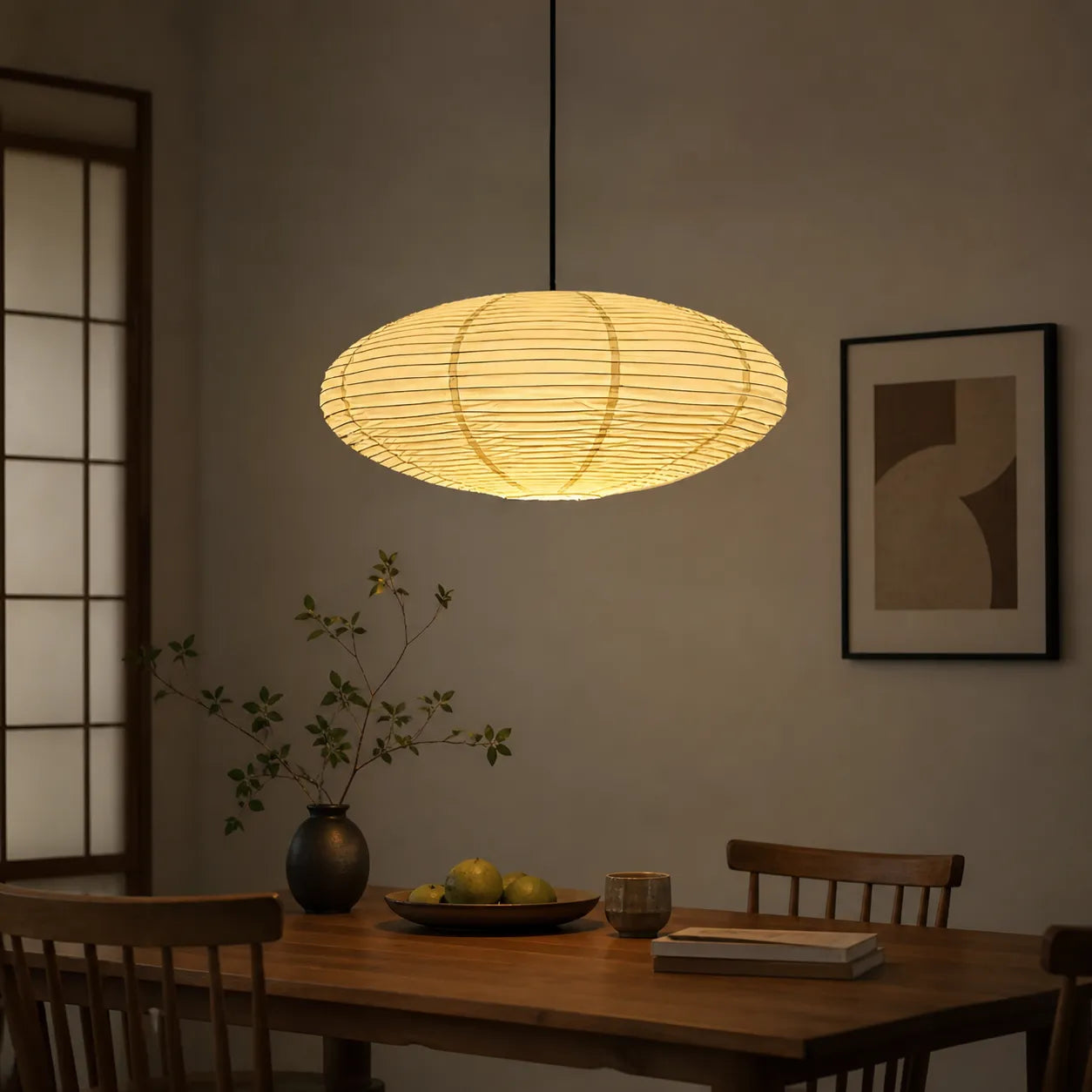 Japandi Sculpted Paper Pendant Light with Organic Form
