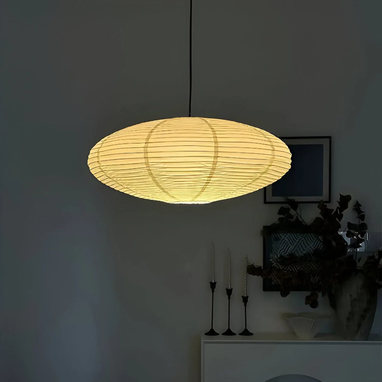 Japandi Sculpted Paper Pendant Light with Organic Form