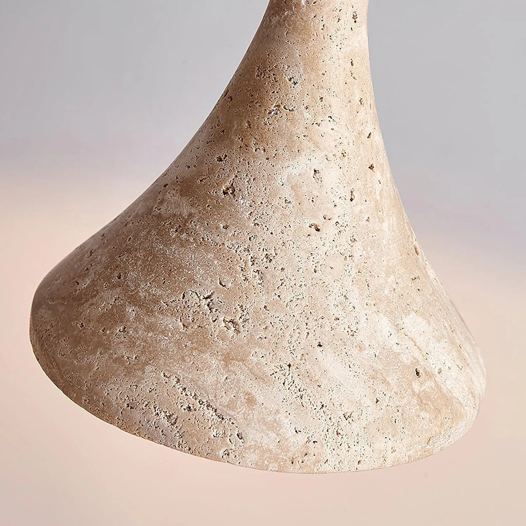 Ariette Japandi Travertine & Wood Pendant Light