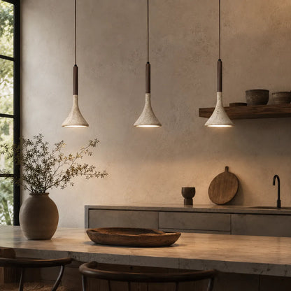 Ariette Japandi Travertine Stone Pendant Light