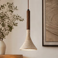 Ariette Japandi Travertine & Wood Pendant Light