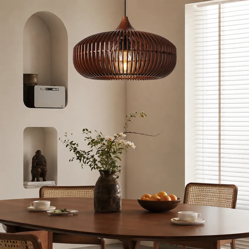 Ottilie Japandi Halo-Inspired Natural Wood Pendant Light