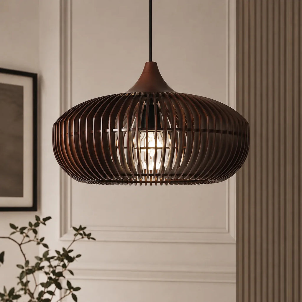 Ottilie Japandi Halo-Inspired Natural Wood Pendant Light