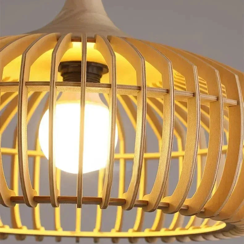 Ottilie Japandi Halo-Inspired Natural Wood Pendant Light