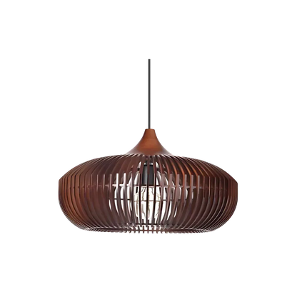 Japandi Wood Pendant Light with Halo-Inspired Form