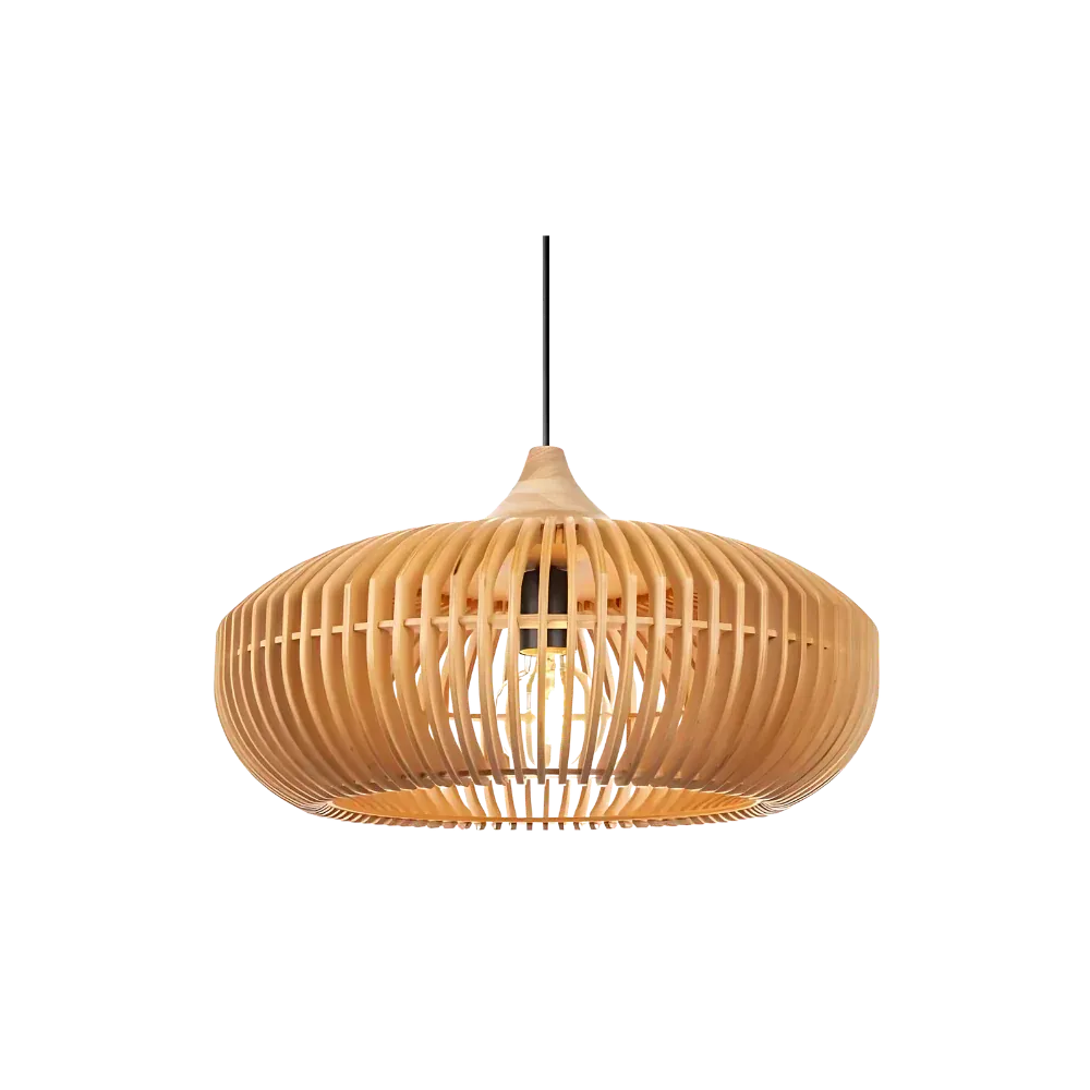 Ottilie Japandi Halo-Inspired Natural Wood Pendant Light