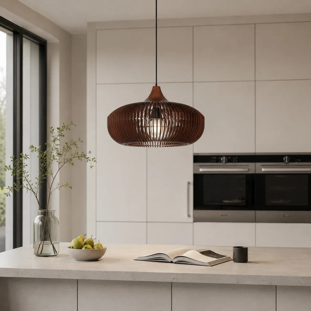 Ottilie Japandi Halo-Inspired Natural Wood Pendant Light