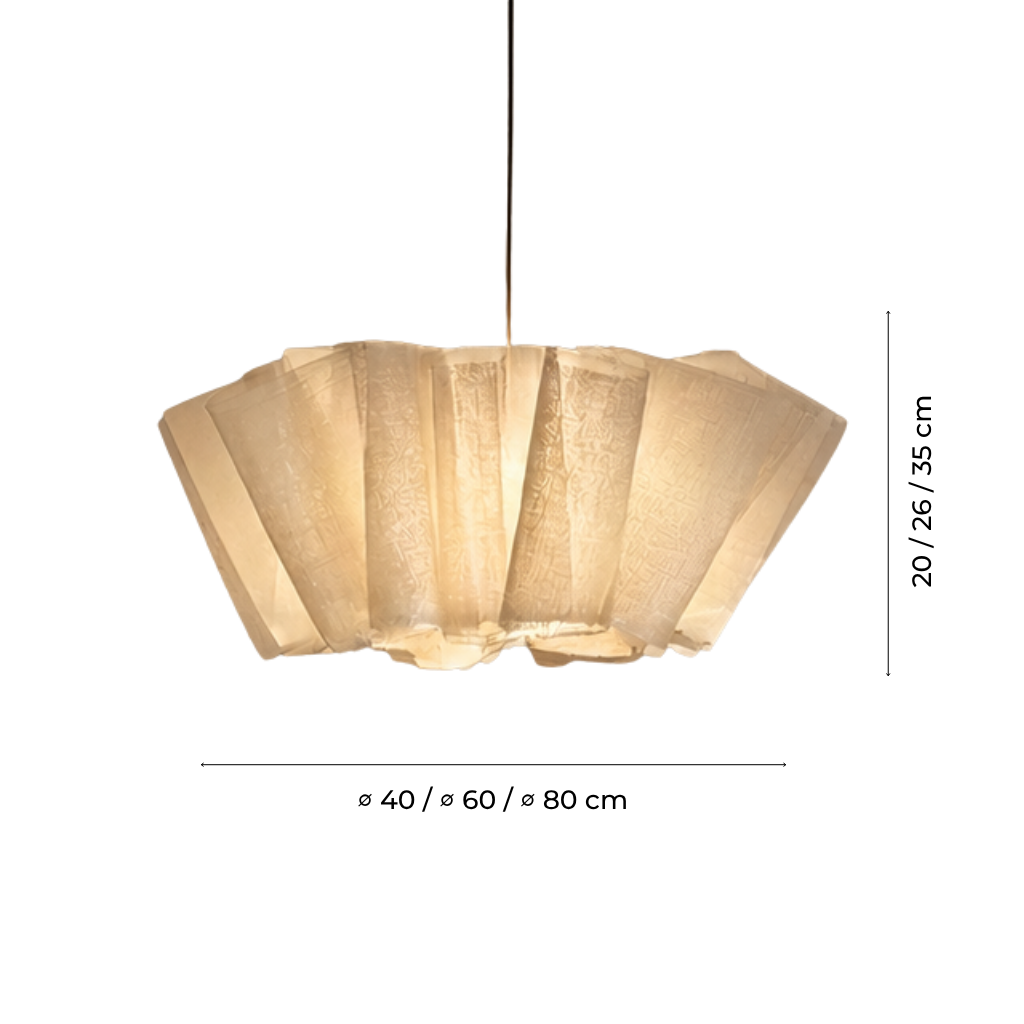 Japandi Pleated Linen Pendant Light