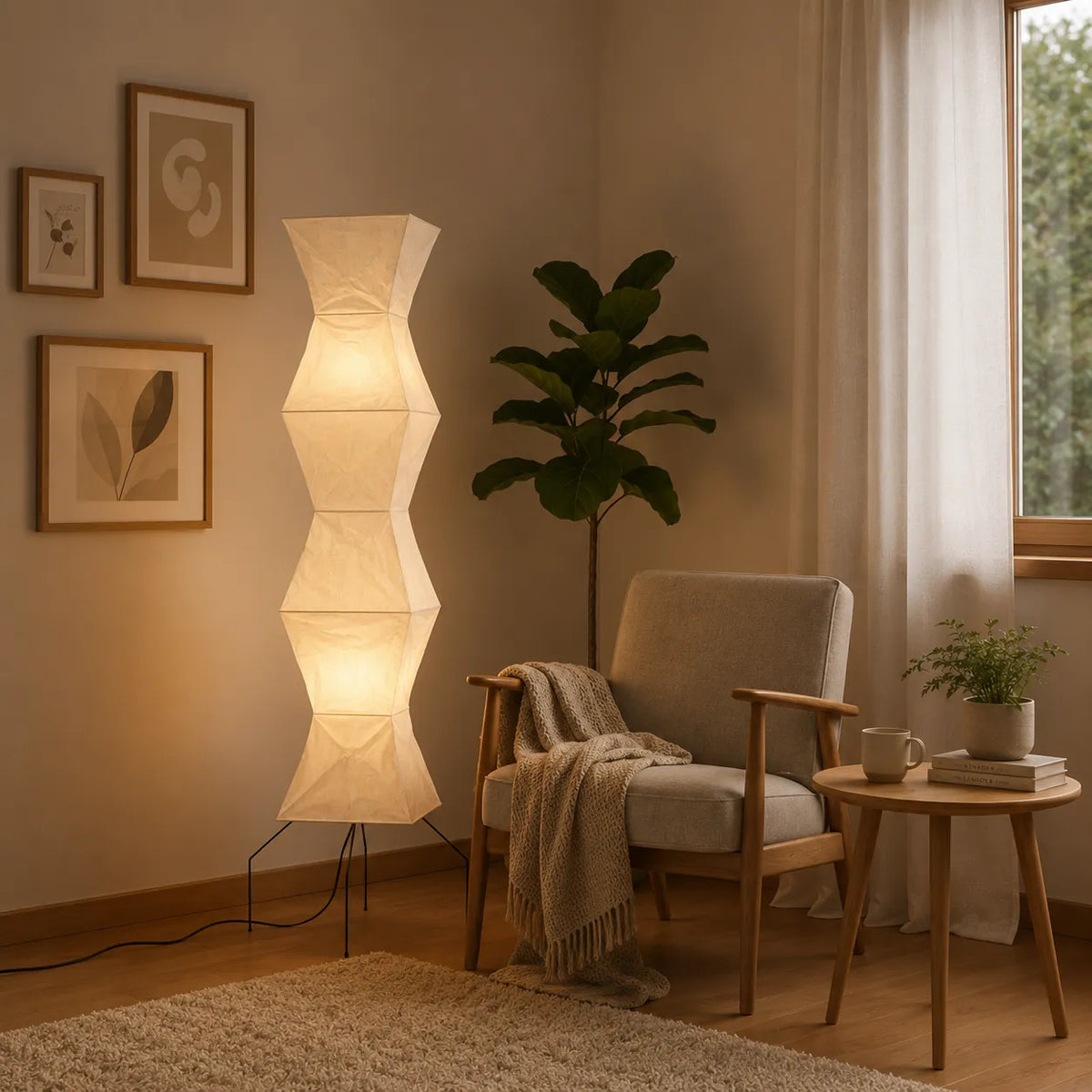 Odelia Japanese Mulberry Paper Floor Lamp