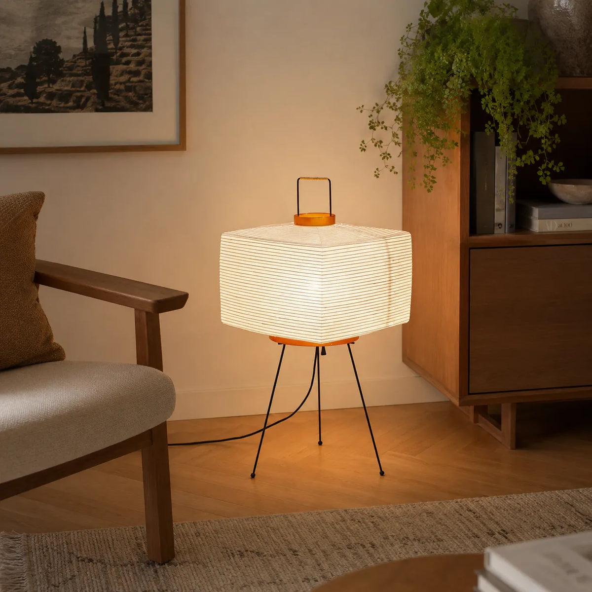 Petra Japanese Rice Paper Globe Floor Lamp