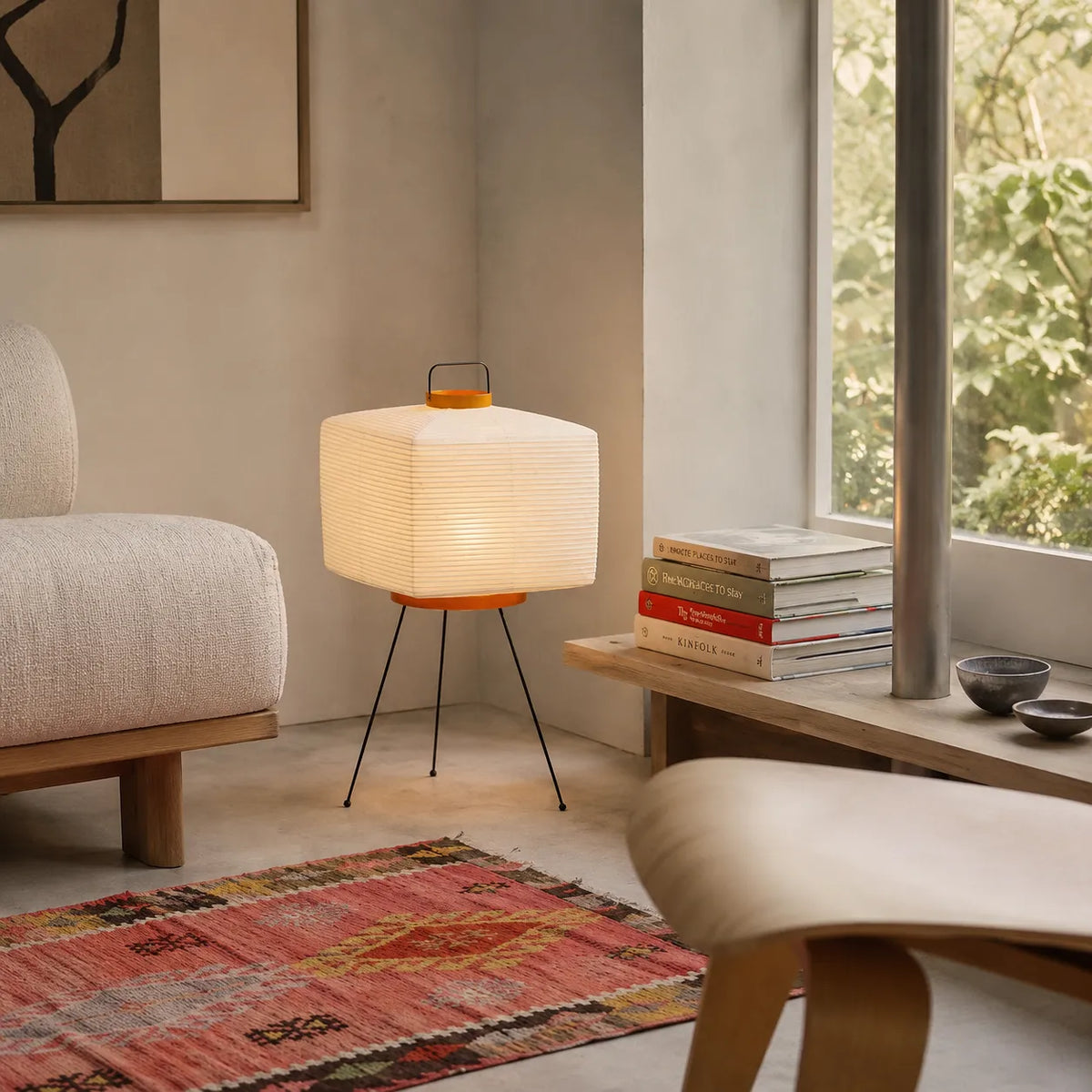 Petra Japanese Rice Paper Globe Floor Lamp