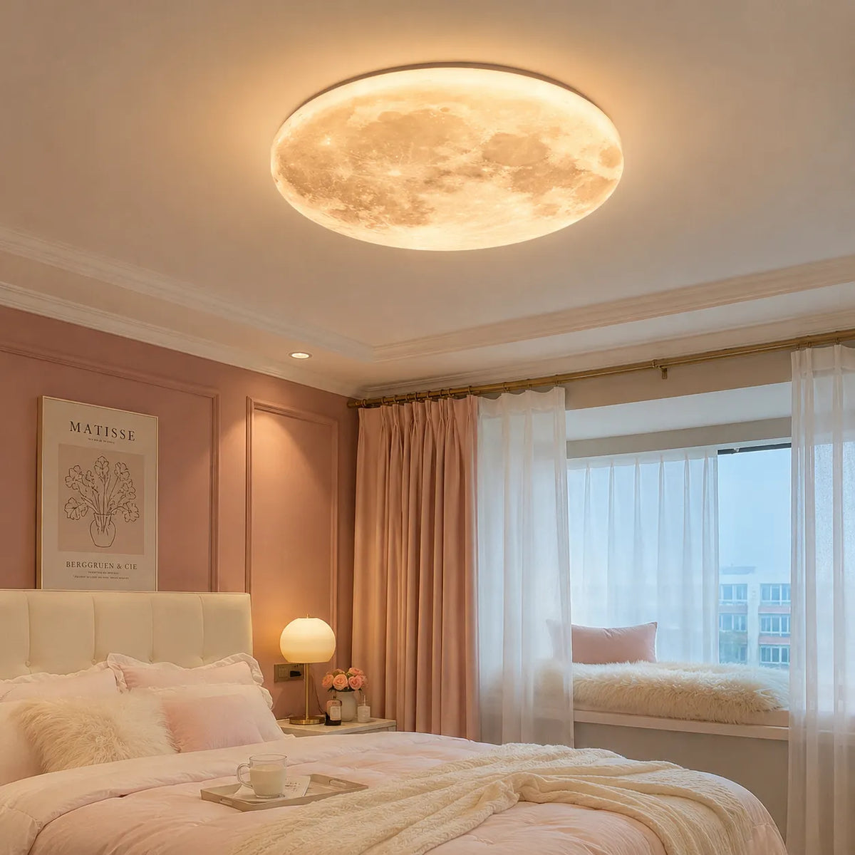 Avelaya Scandinavian Wood-Framed Celestial LED Ceiling Light