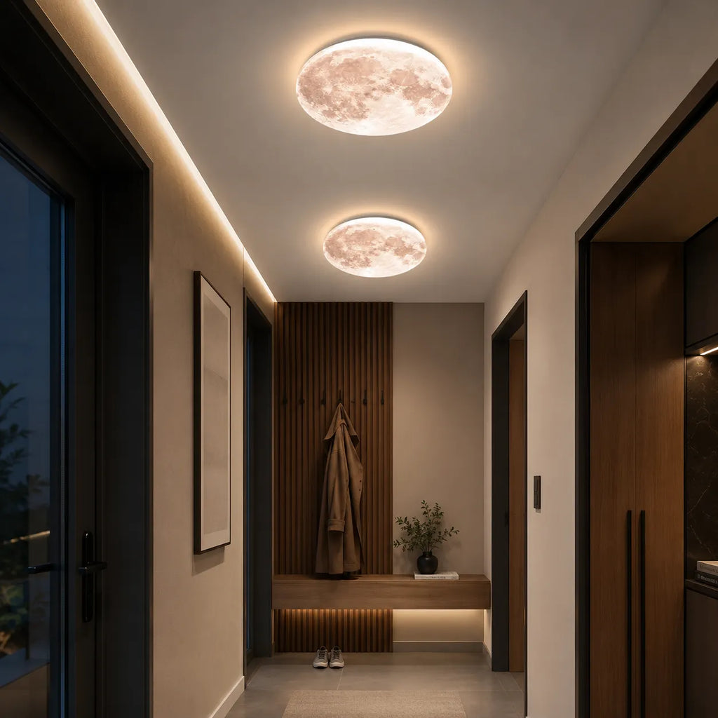 Avelaya Scandinavian Wood-Framed Celestial LED Ceiling Light