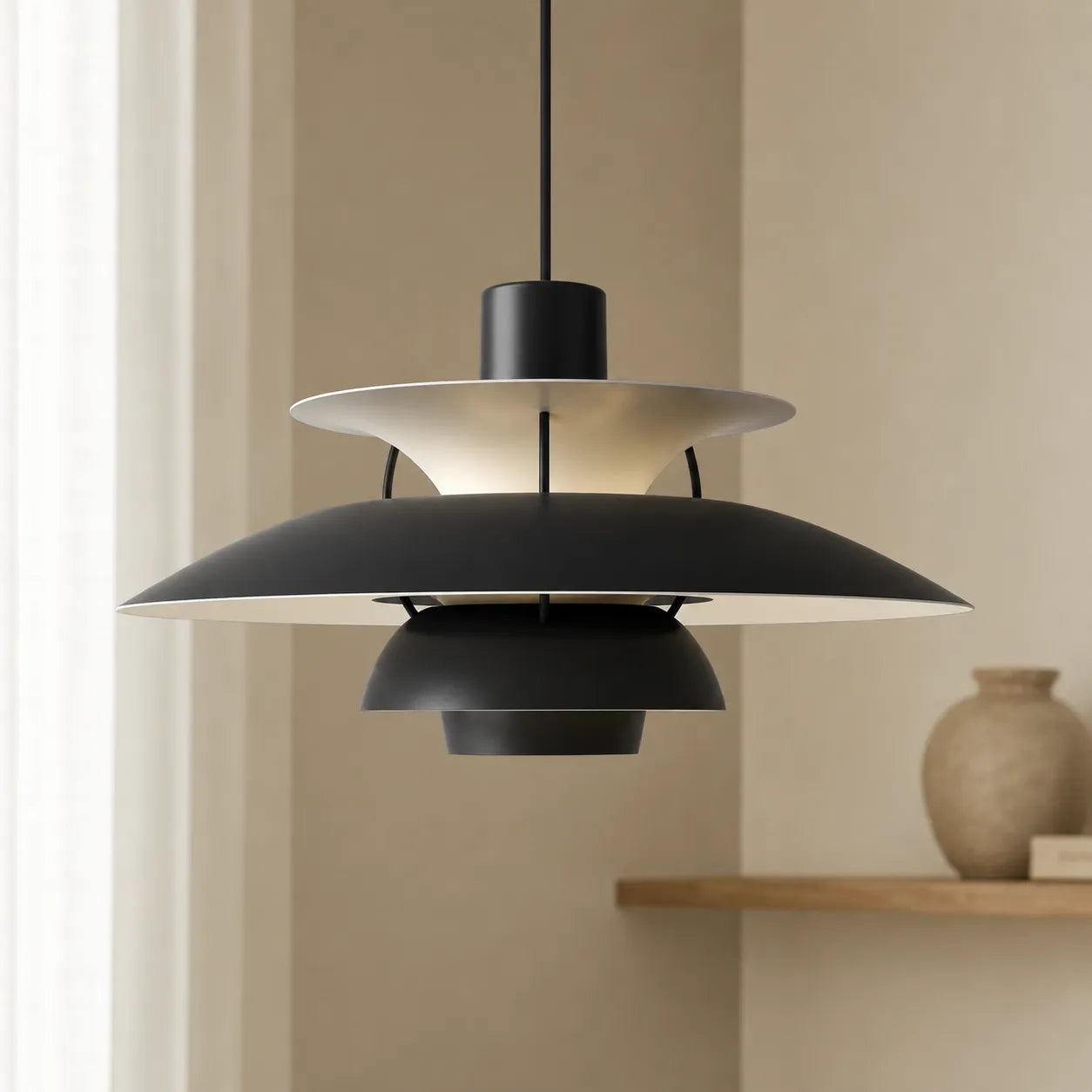 Layered Danish Pendant Light with Soft Downlight