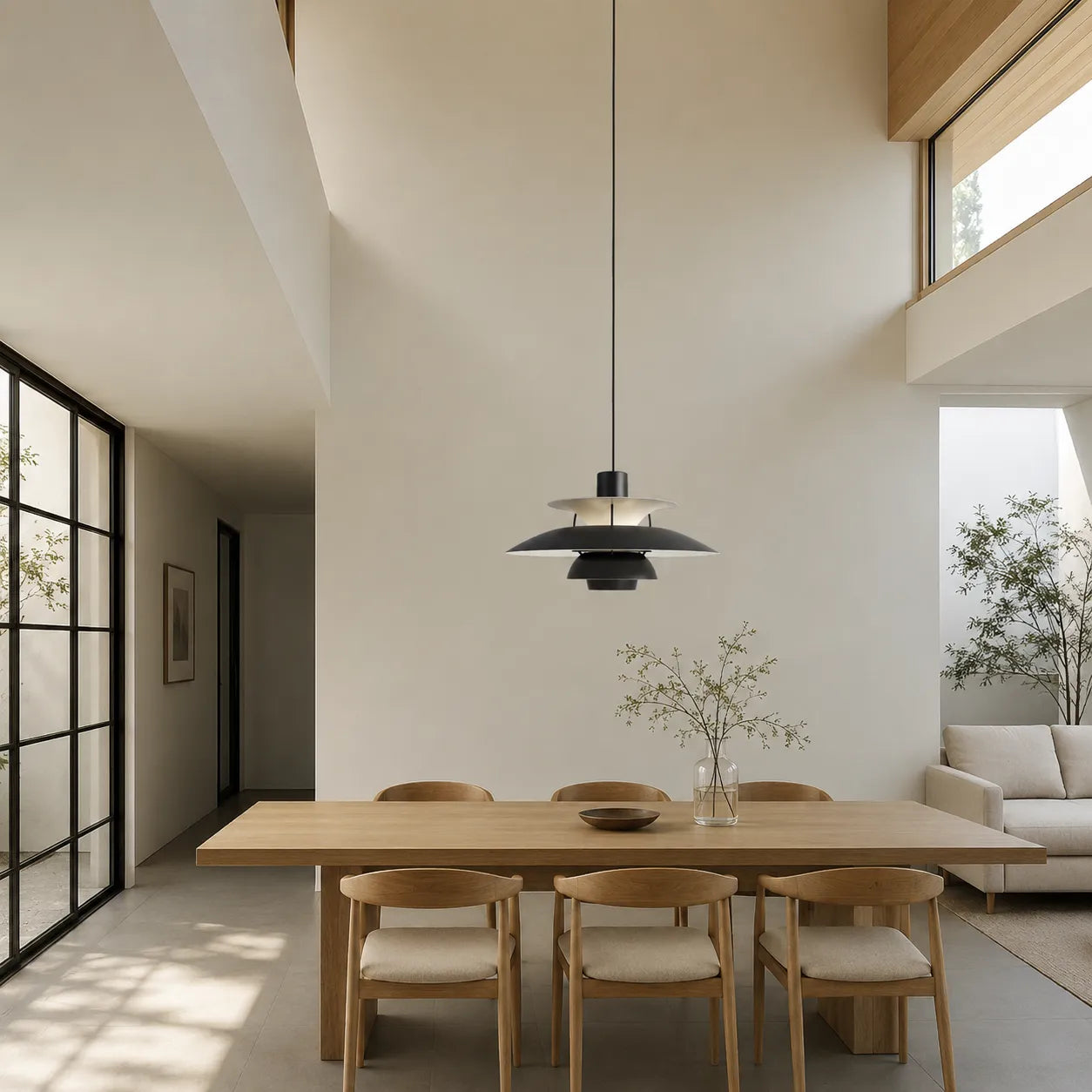 Layered Danish Pendant Light with Soft Downlight