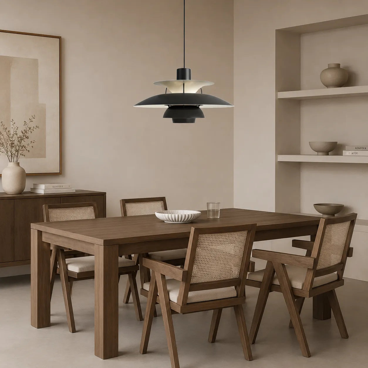 Layered Danish Pendant Light with Soft Downlight