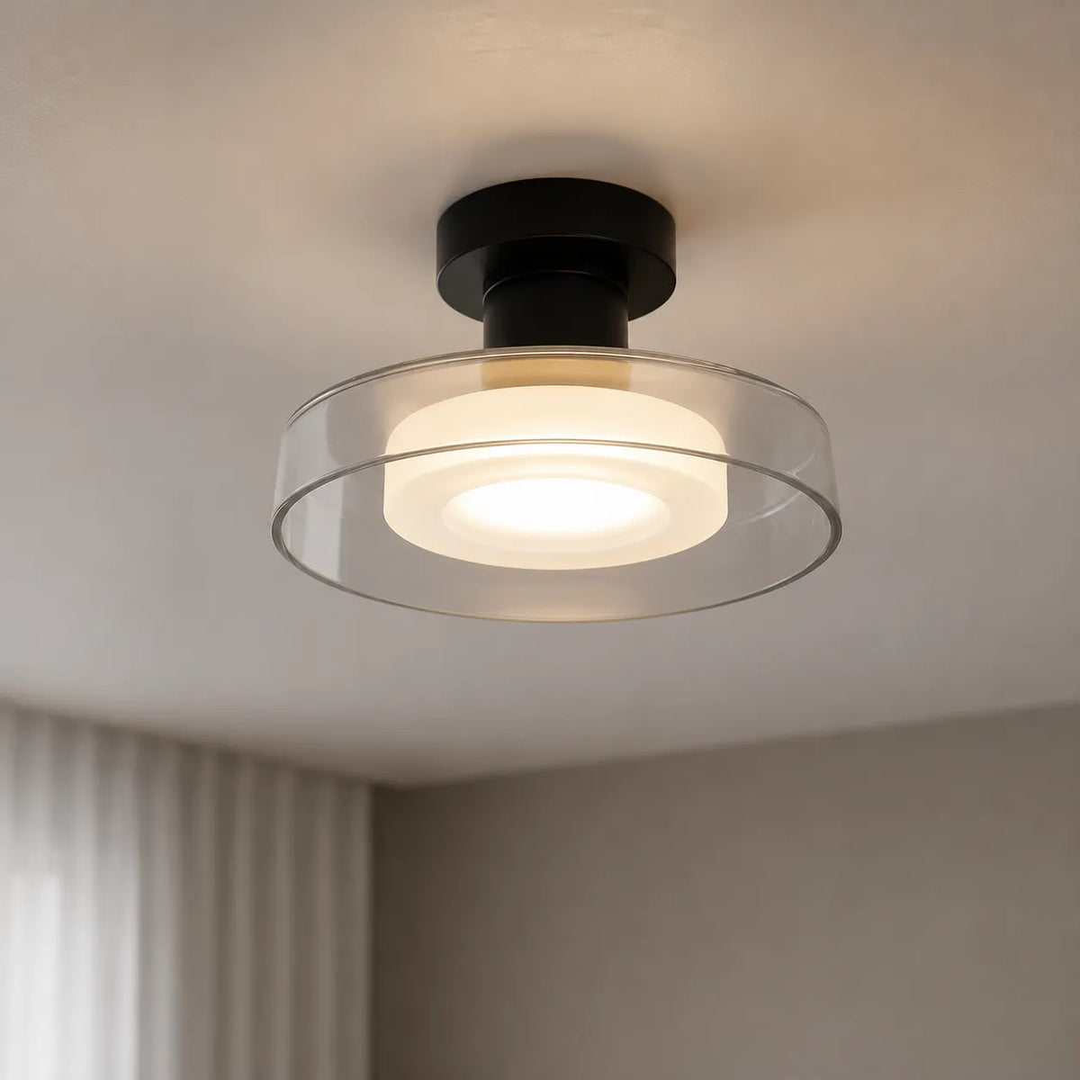Avaena Modern Layered Glass Halo LED Flush Mount Ceiling Light