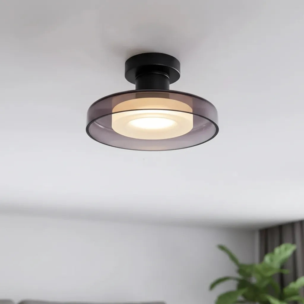 Avaena Modern Layered Glass Halo LED Flush Mount Ceiling Light