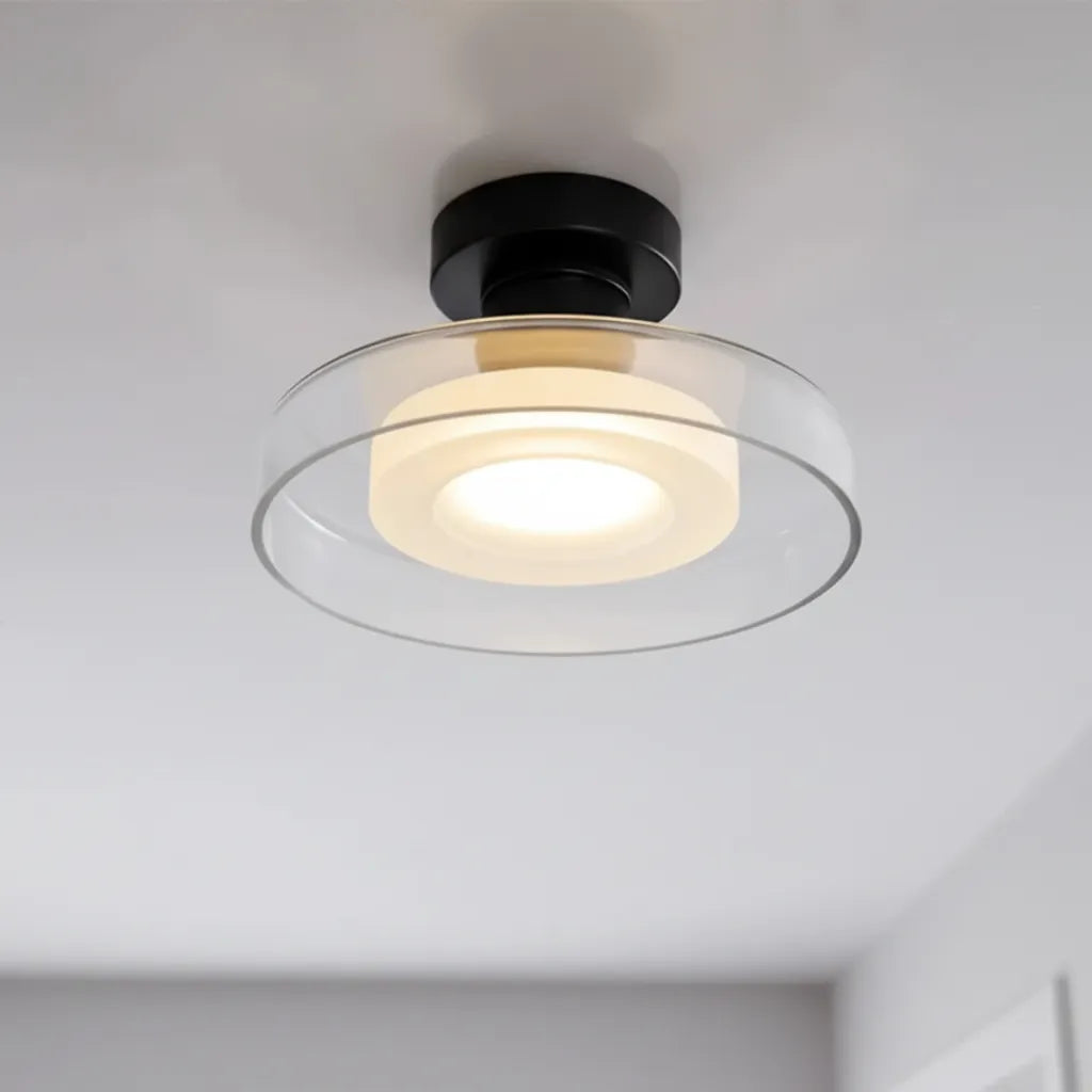 Avaena Modern Layered Glass Halo LED Flush Mount Ceiling Light