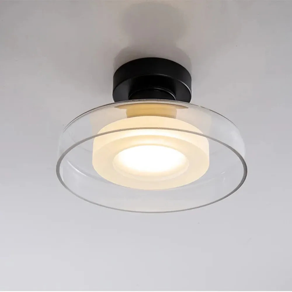 Avaena Modern Layered Glass Halo LED Flush Mount Ceiling Light