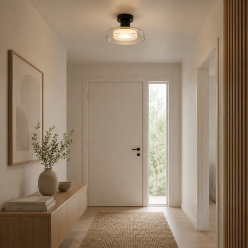 Avaena Modern Layered Glass Halo LED Flush Mount Ceiling Light