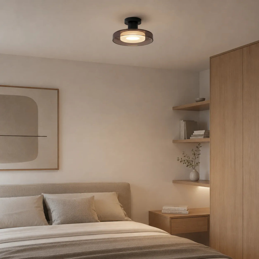 Avaena Modern Layered Glass Halo LED Flush Mount Ceiling Light