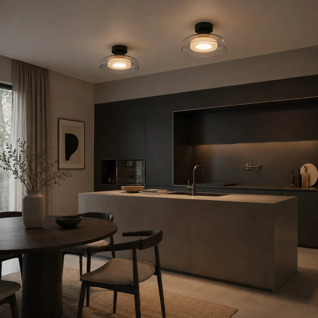 Avaena Modern Layered Glass Halo LED Flush Mount Ceiling Light